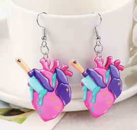 PREORDER Halloween Stabbed In The Heart Acrylic Earrings