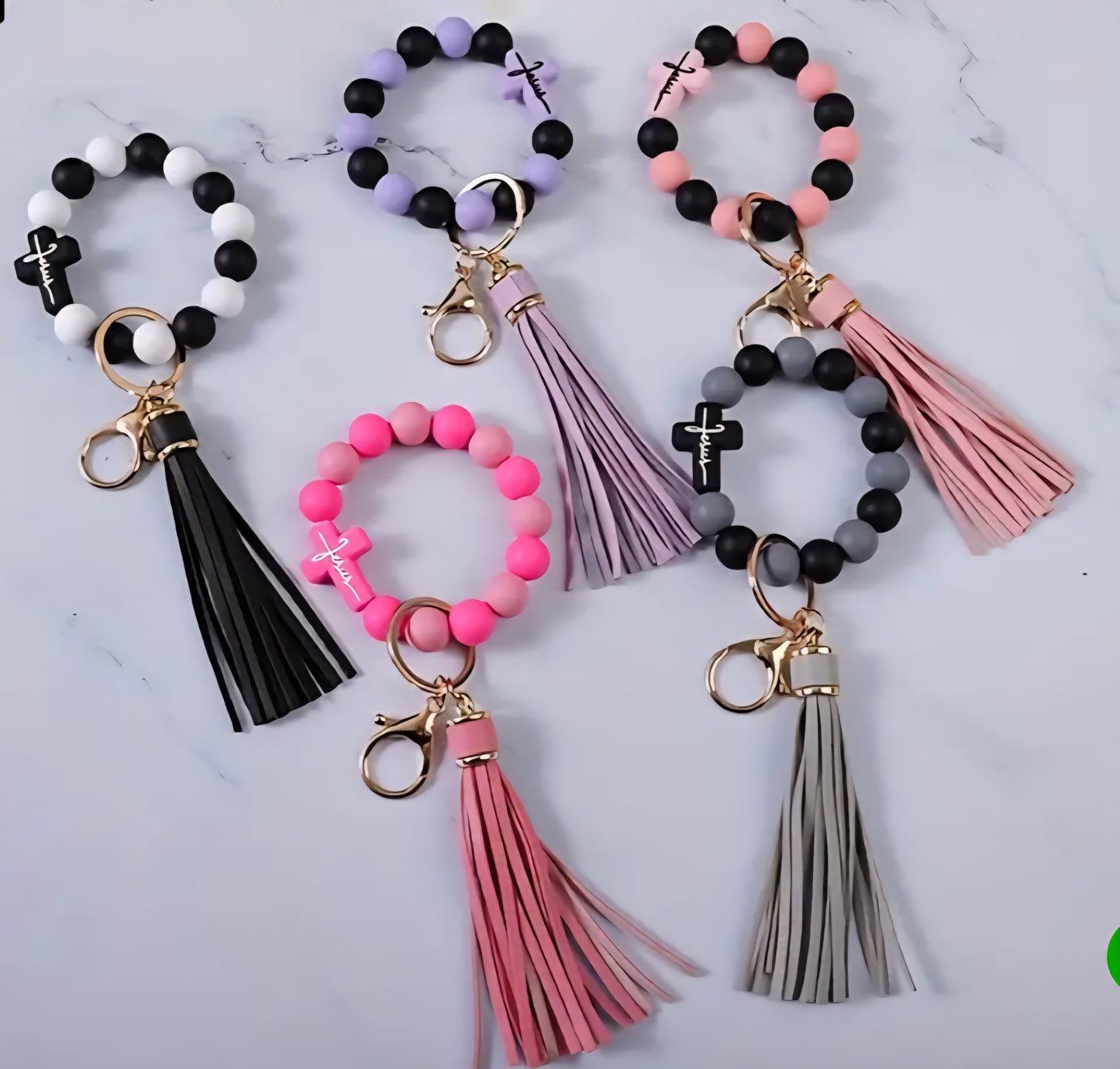 Random Jesus Cross Wristlet Keychain