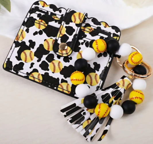 Softball Wallet Wristlet Keychain