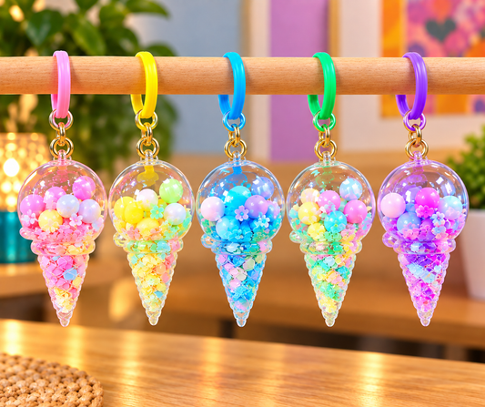 Mystery Icecream Cone Glitter Acrylic Keychain