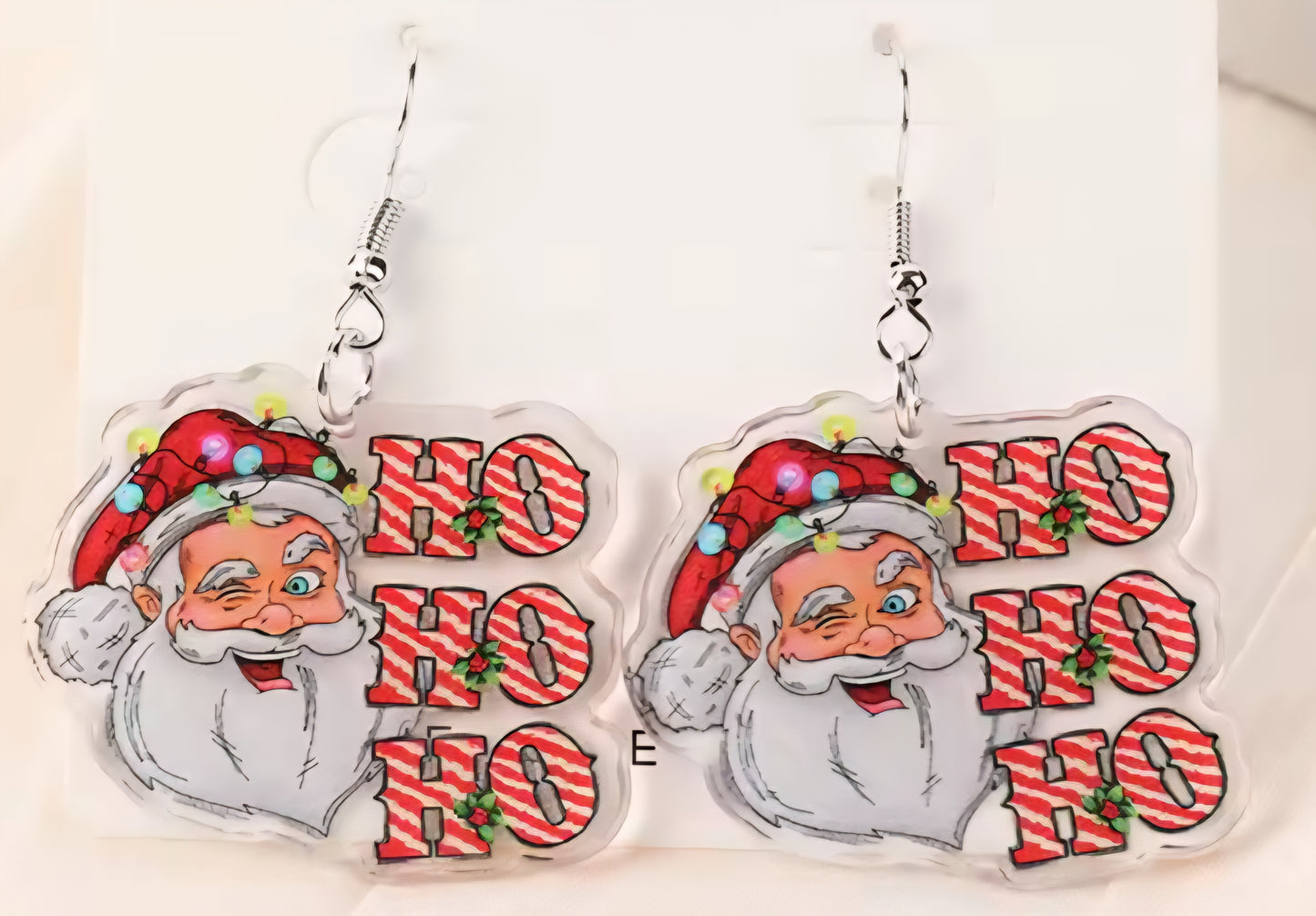 PREORDER Christmas HoHoHo Santa Acrylic Dangle Earrings
