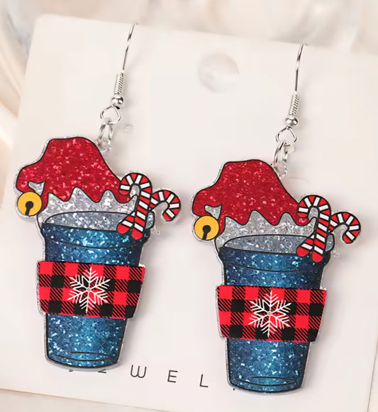 PREORDER Christmas Snowflake Frappe Acrylic Dangle Earrings
