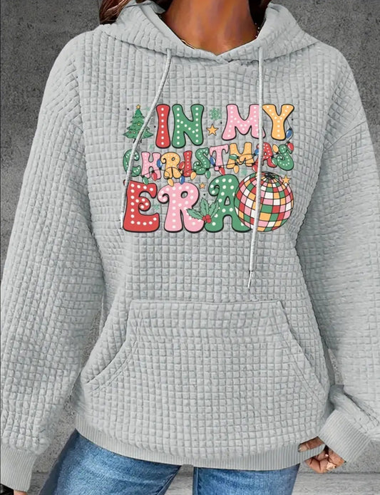 PREORDER In My Christmas Era Knit Waffle Pullover Hooded Sweater
