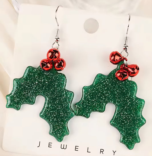 PREORDER Christmas Holly Acrylic Dangle Earrings