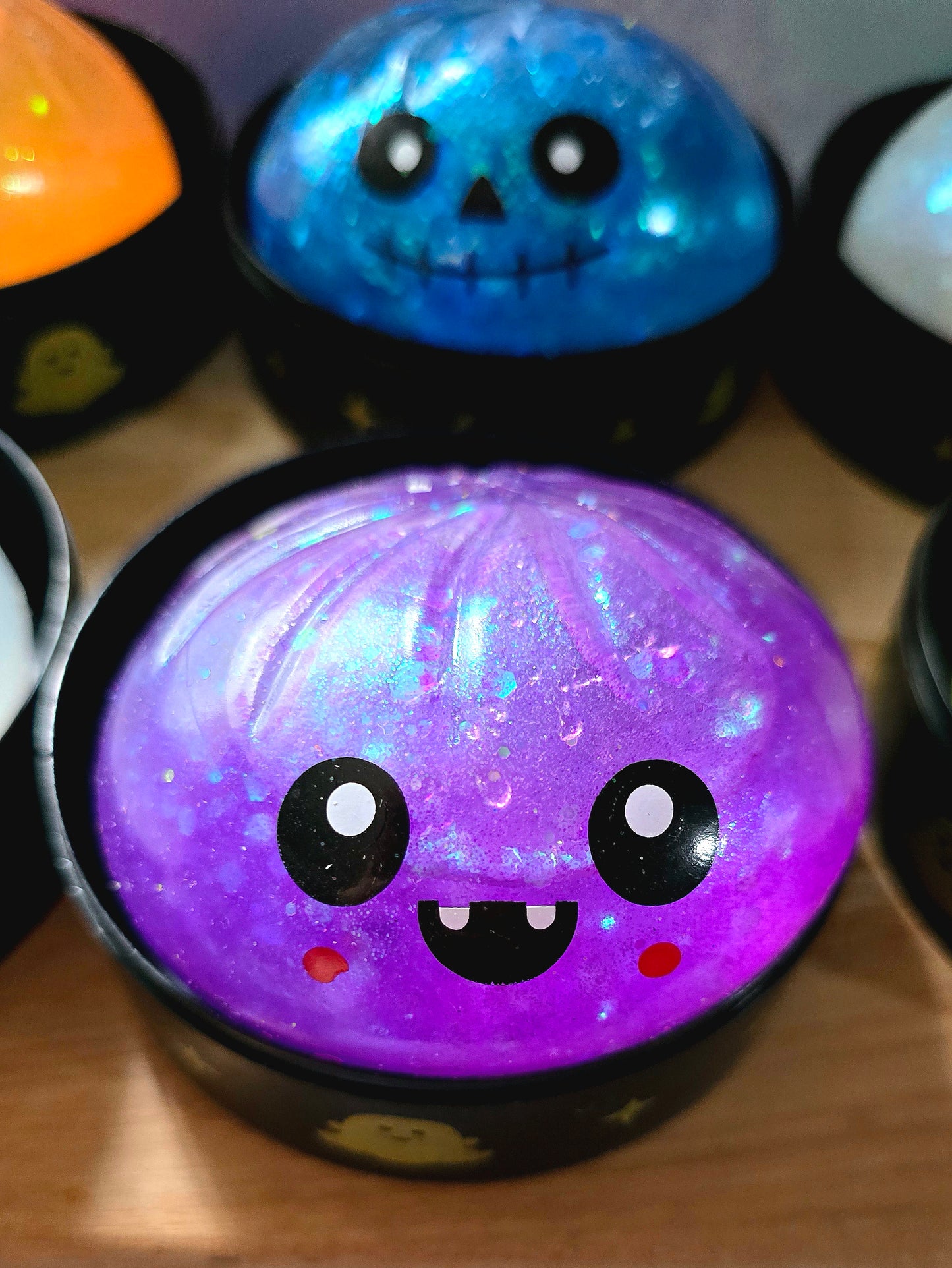 Mystery Halloween Face Dumpling Glitter Maltose Squishy