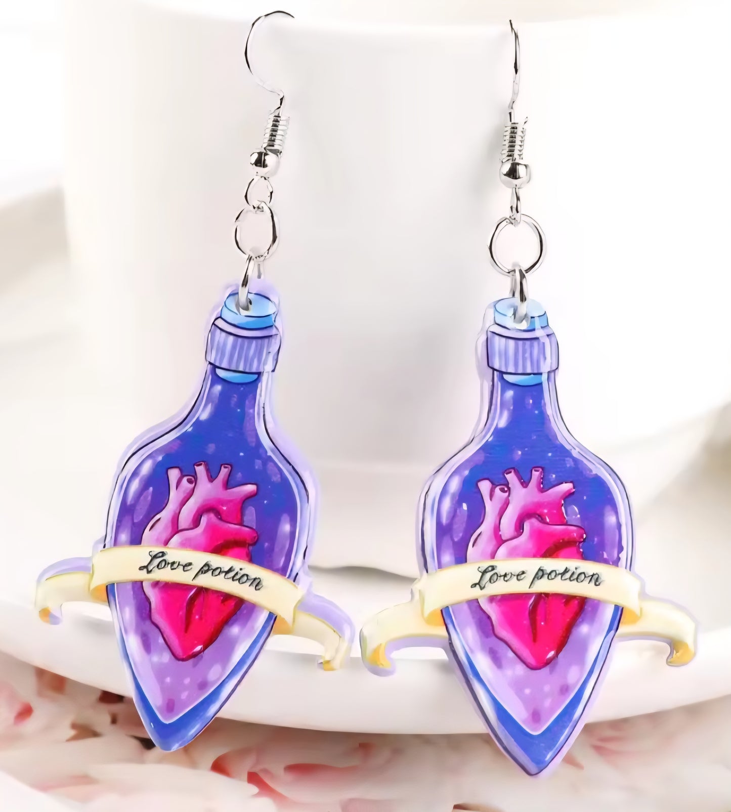 PREORDER Halloween Love Potion Acrylic Dangle Earrings