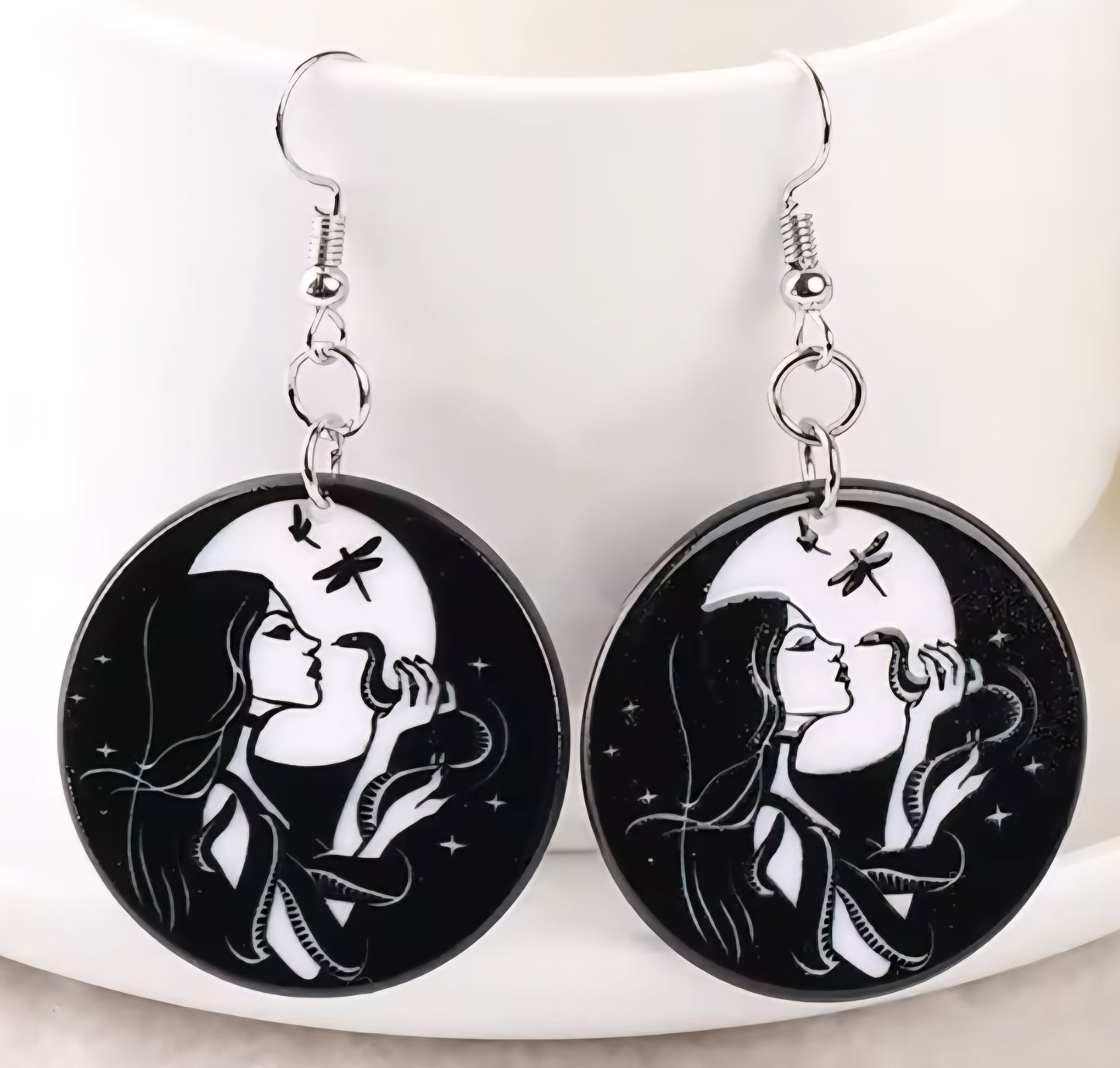 PREORDER Halloween Serpent Witch Acrylic Dangle Earrings