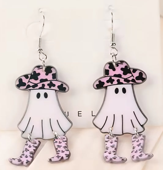 PREORDER Halloween Ghost Cowgirl Acrylic Earrings