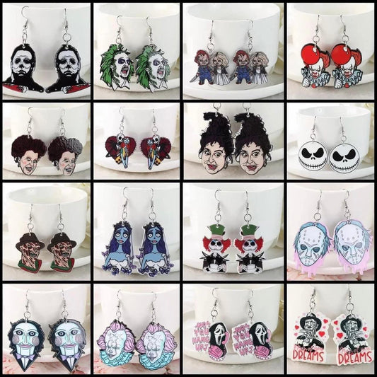 PREORDER Halloween Character Acrylic Dangle Earrings