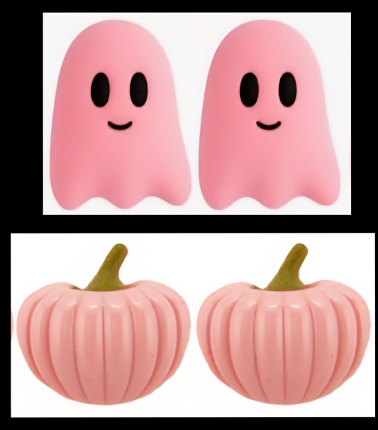 Pink October Halloween Resin Stud Earrings