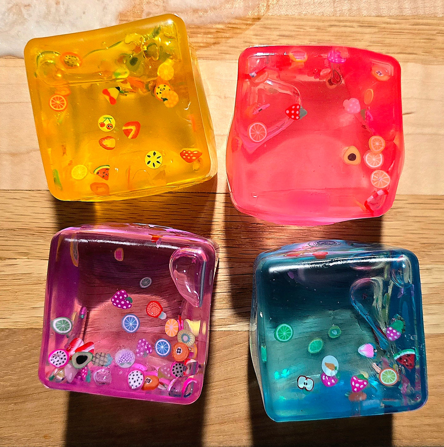 Mystery Transparent Fruit Cube Squishy