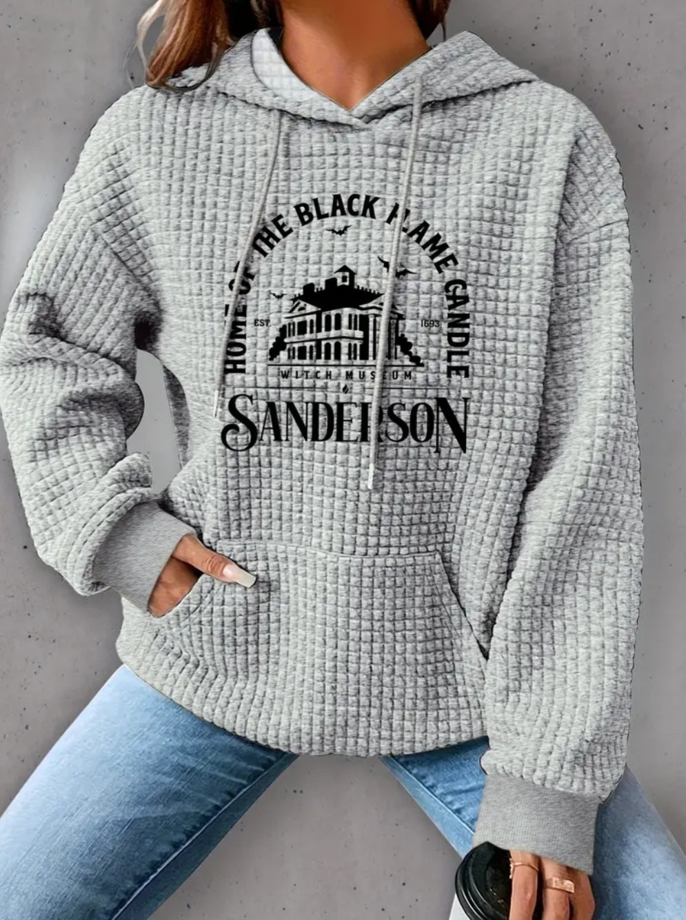 PREORDER Halloween Witch Museum Knit Waffle Pullover Hooded Sweater
