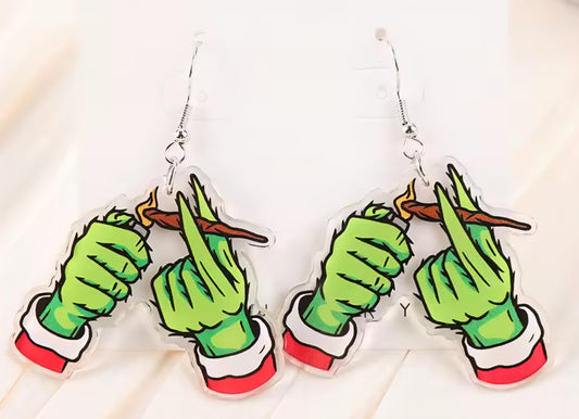 PREORDER Christmas Mean One Lit Acrylic Dangle Earrings
