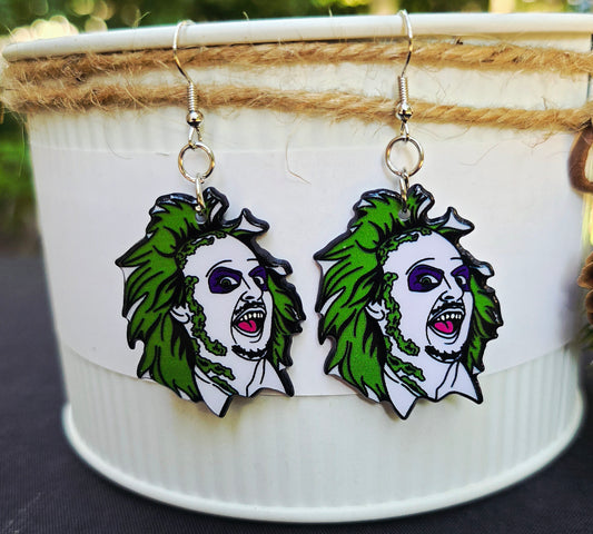 HALLOWEEN Beetle Juice Acrylic Dangle Earrings