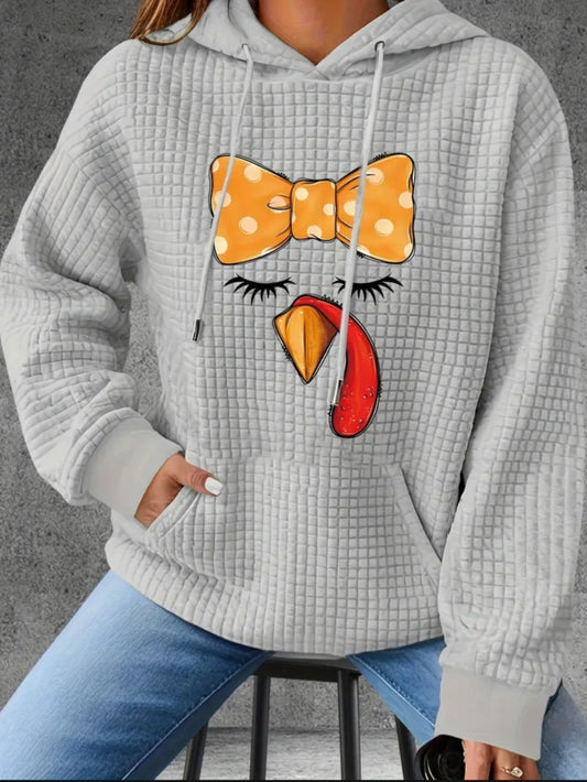 PREORDER Thanksgiving Lash Turkey Knit Waffle Pullover Hooded Sweater