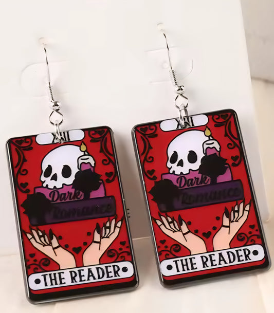 PREORDER Dark Romance Reader Tarot Card Acrylic Dangle Earrings