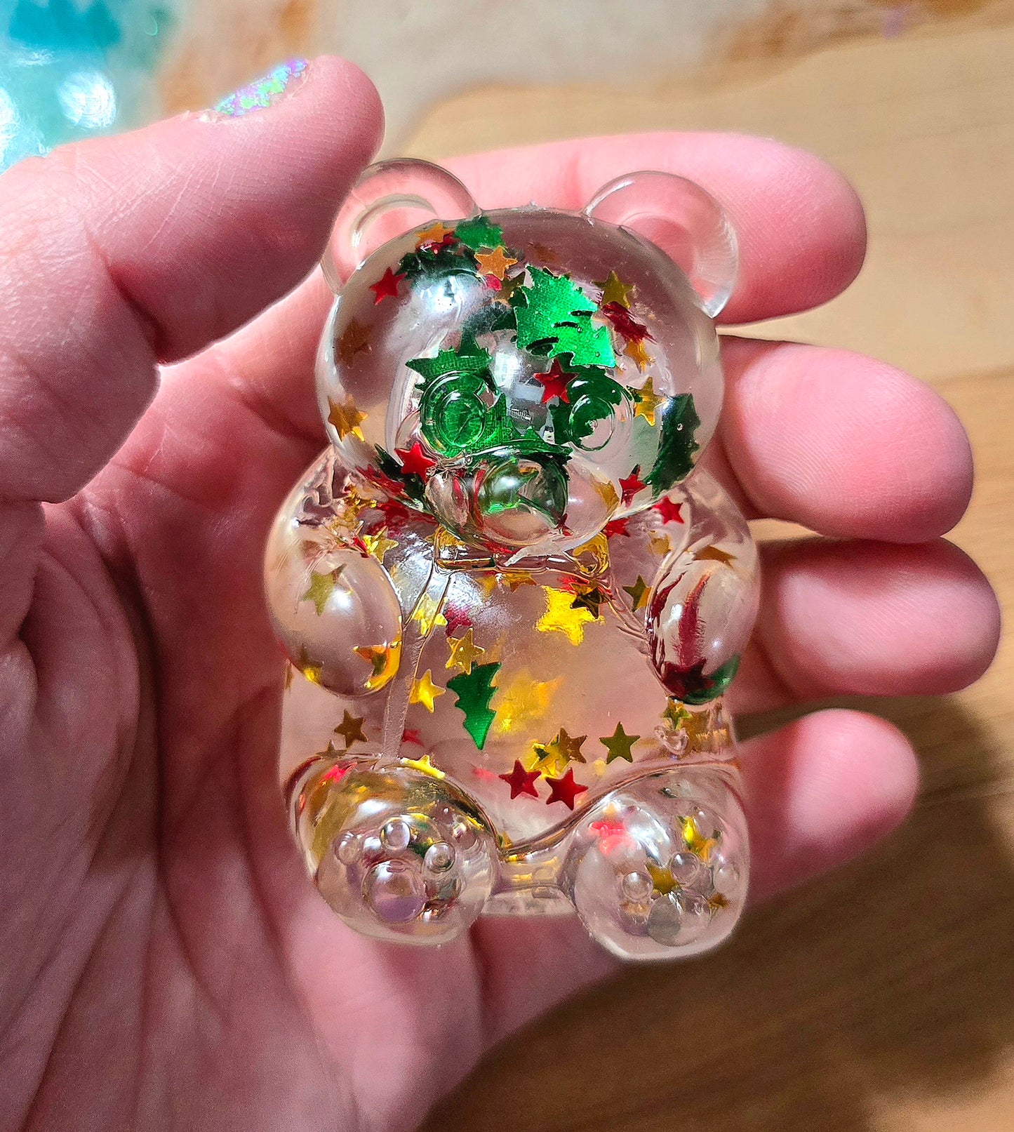 Christmas Tree Glitter Lighted Gummy Bear Maltose Squishy