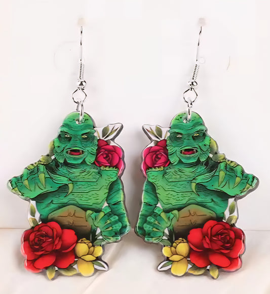 PREORDER Halloween Green Man Acrylic Dangle Earrings