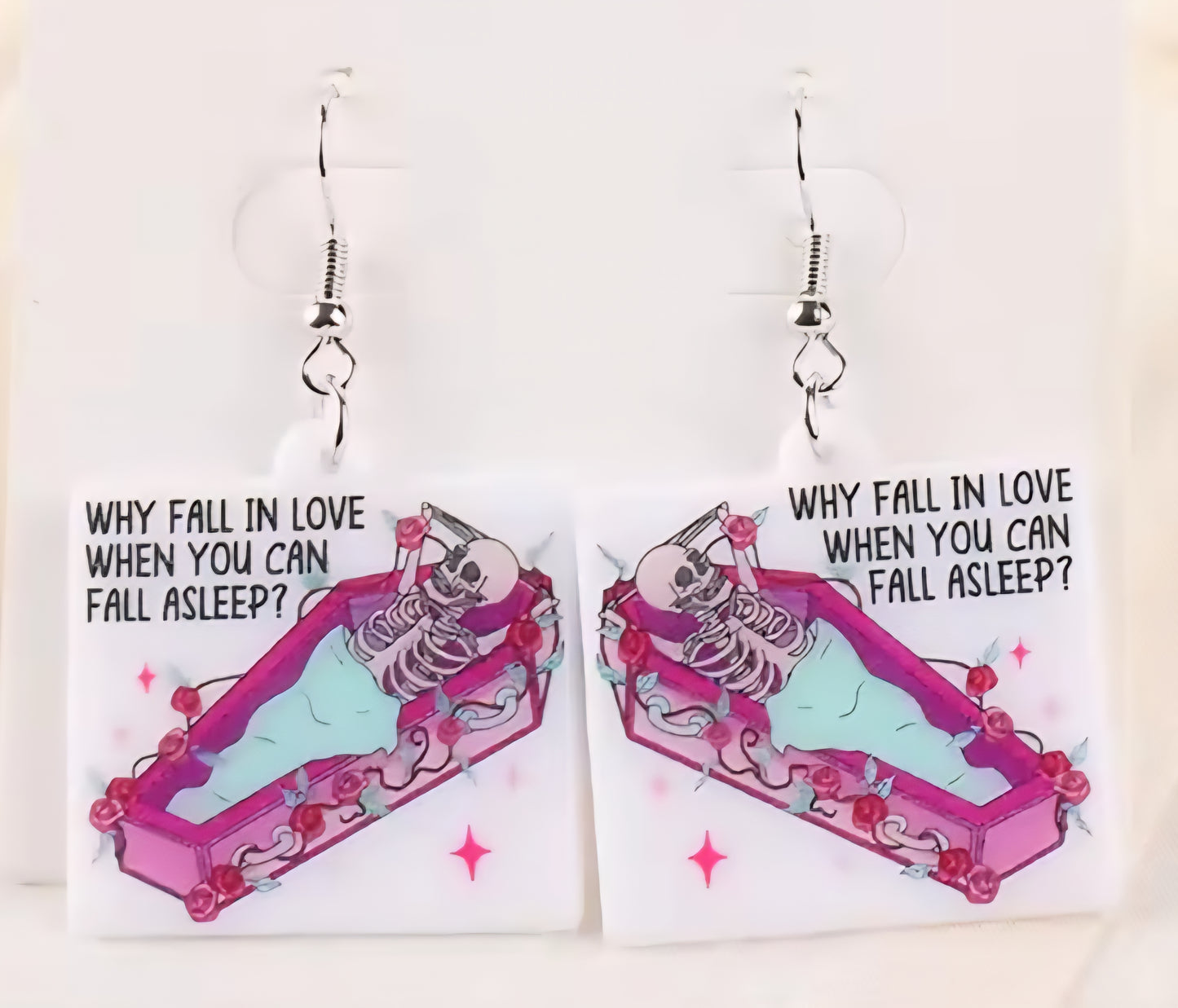 PREORDER Halloween Fall Asleep Acrylic Dangle Earrings