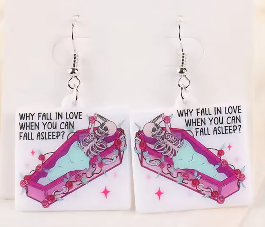 PREORDER Halloween Fall Asleep Acrylic Dangle Earrings