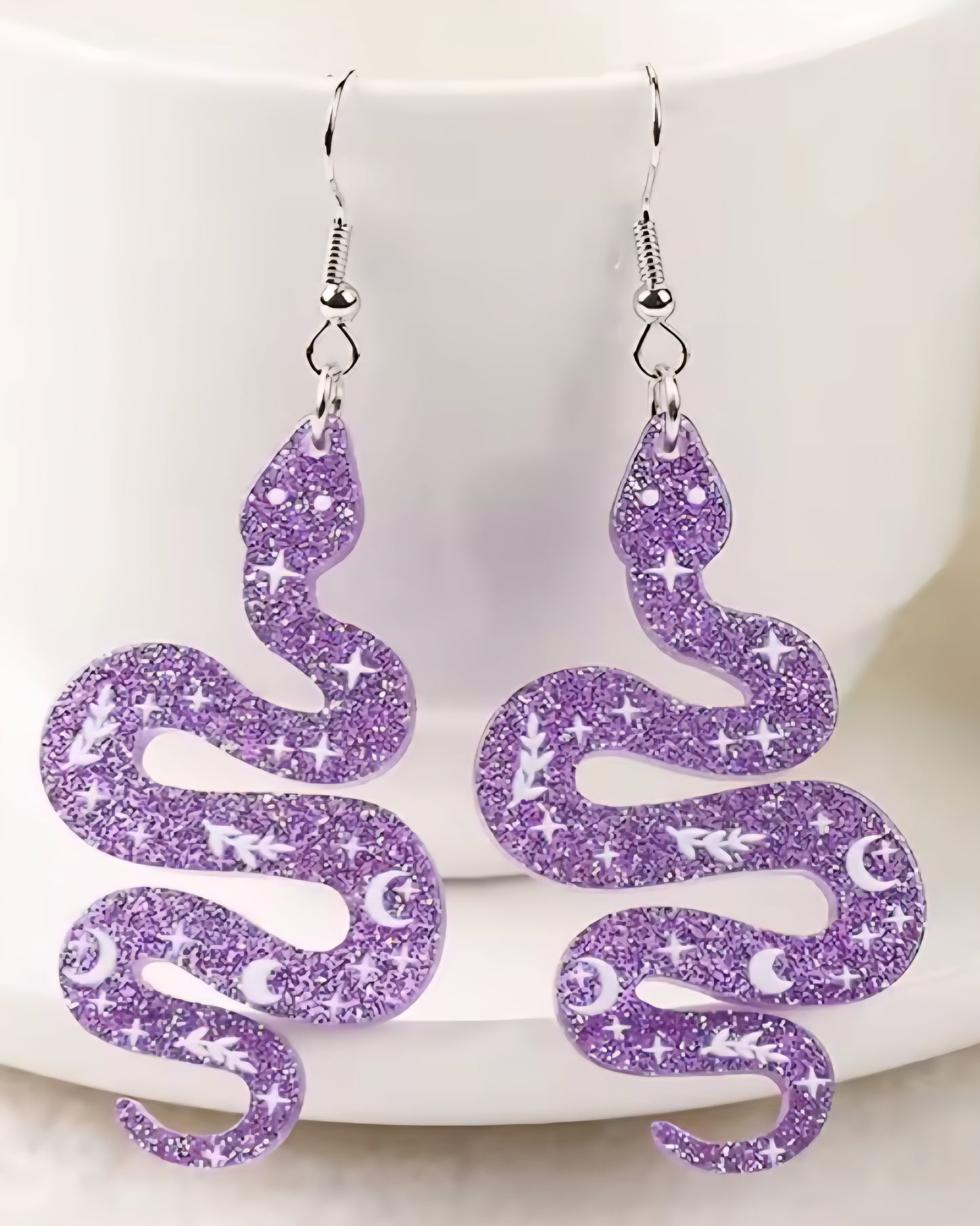 PREORDER Halloween Purple Snake Acrylic Dangle Earrings
