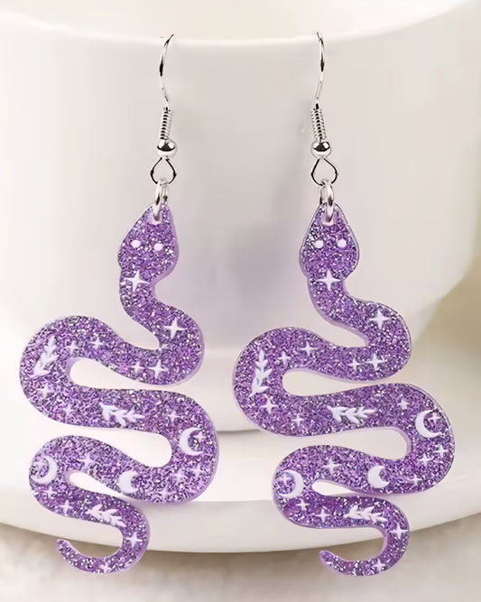 PREORDER Halloween Purple Snake Acrylic Dangle Earrings