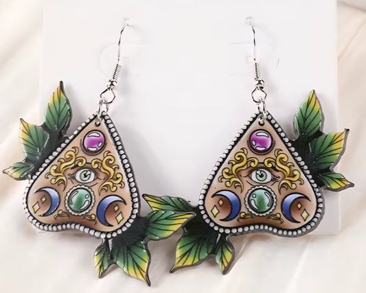 PREORDER Halloween Gypsy Jewel Ouija Board Acrylic Dangle Earrings