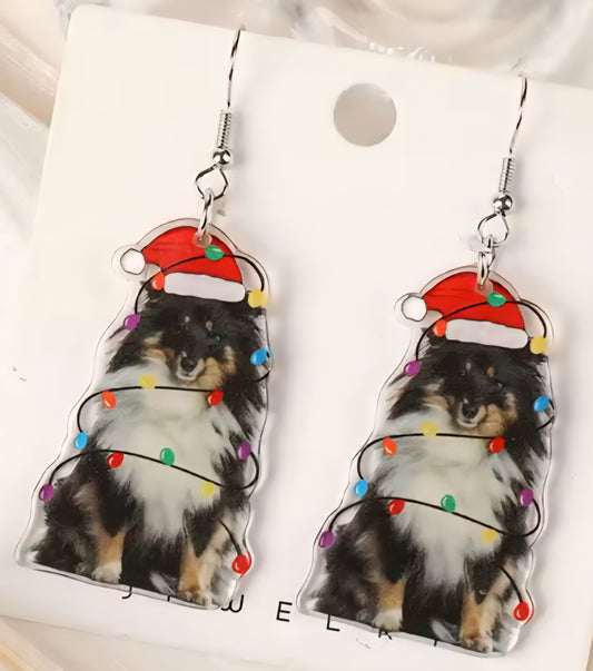 PREORDER Christmas Real Dog Acrylic Dangle Earrings