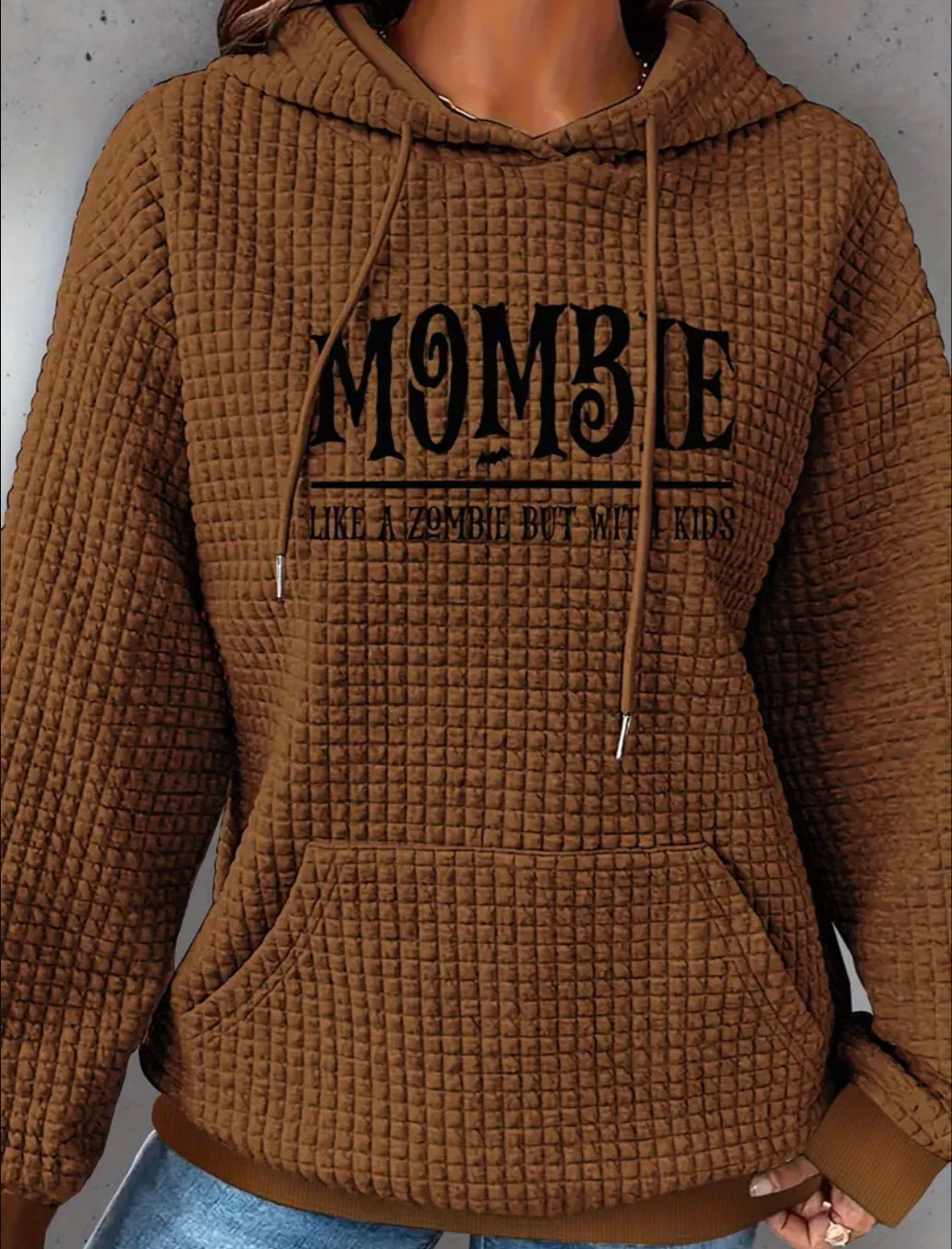 PREORDER Halloween Mombie Knit Waffle Pullover Hooded Sweater