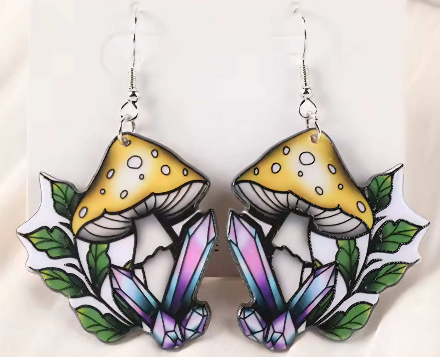 PREORDER Halloween Gypsy Mushroom Crystal Acrylic Dangle Earrings