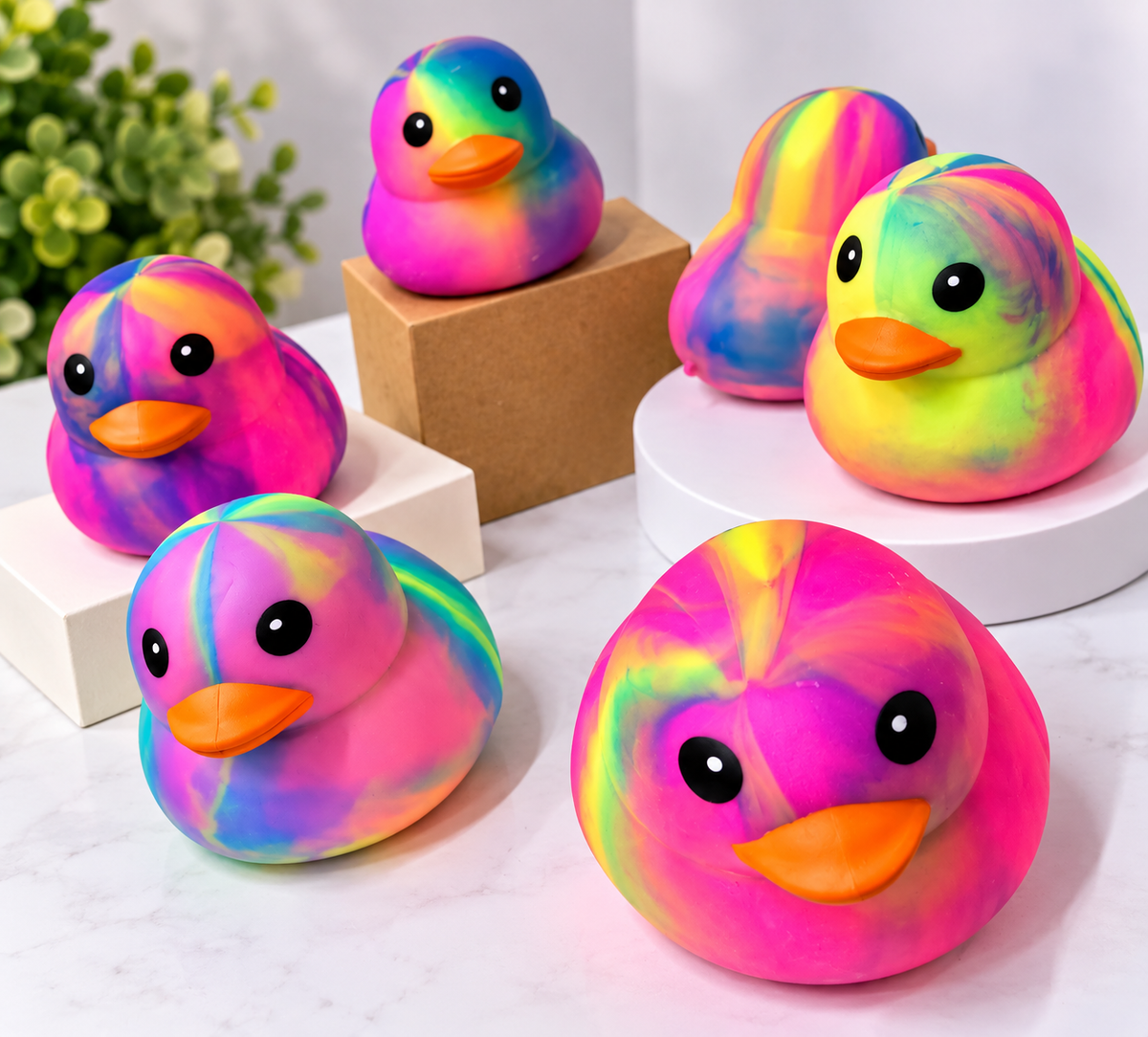 Jumbo Tie Dye Duck TPR Flour Squishy