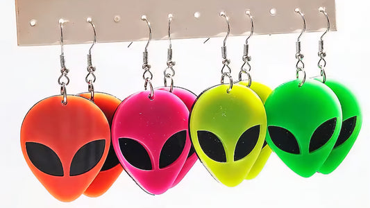 PREORDER Halloween Alien Acrylic Dangle Earrings