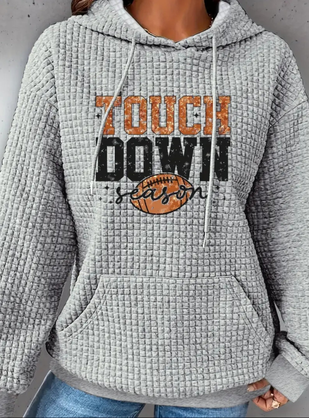 PREORDER Touchdown Season Knit Waffle Pullover Hooded Sweater