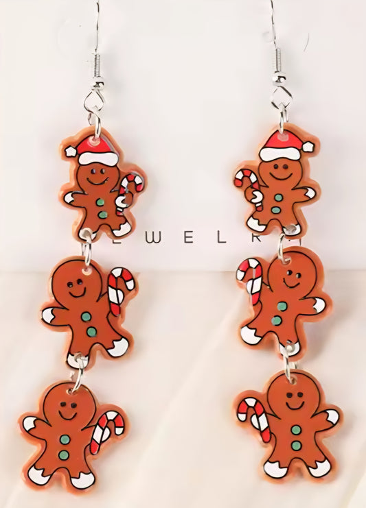 PREORDER Christmas Gingerbread men Acrylic Dangle Earrings
