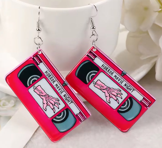 PREORDER Halloween Horror Movie Night Acrylic Dangle Earrings