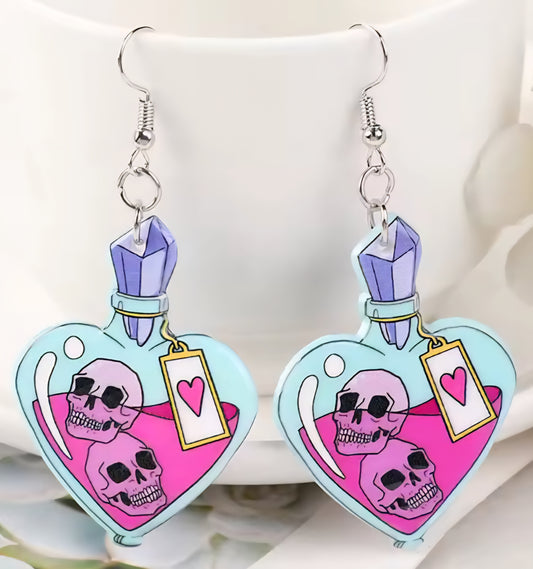 PREORDER Halloween Love After Death Potion Acrylic Dangle Earrings