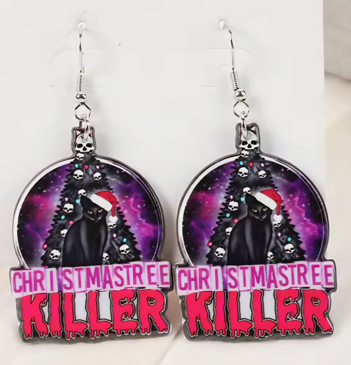PREORDER Christmas Tree Killer Acrylic Dangle Earrings