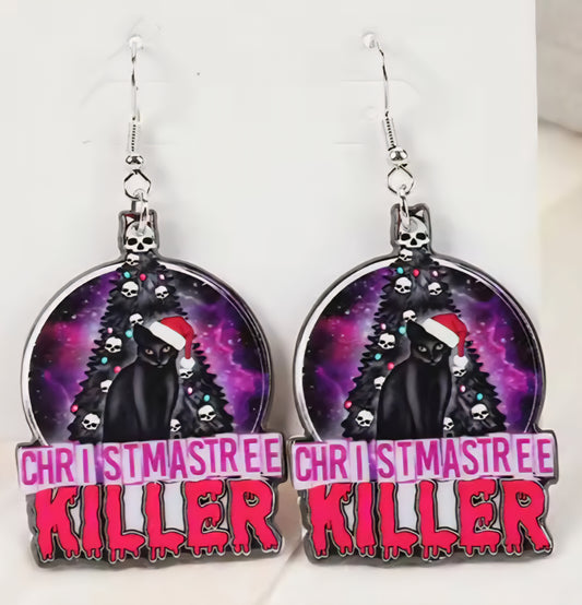 PREORDER Christmas Tree Killer Acrylic Dangle Earrings