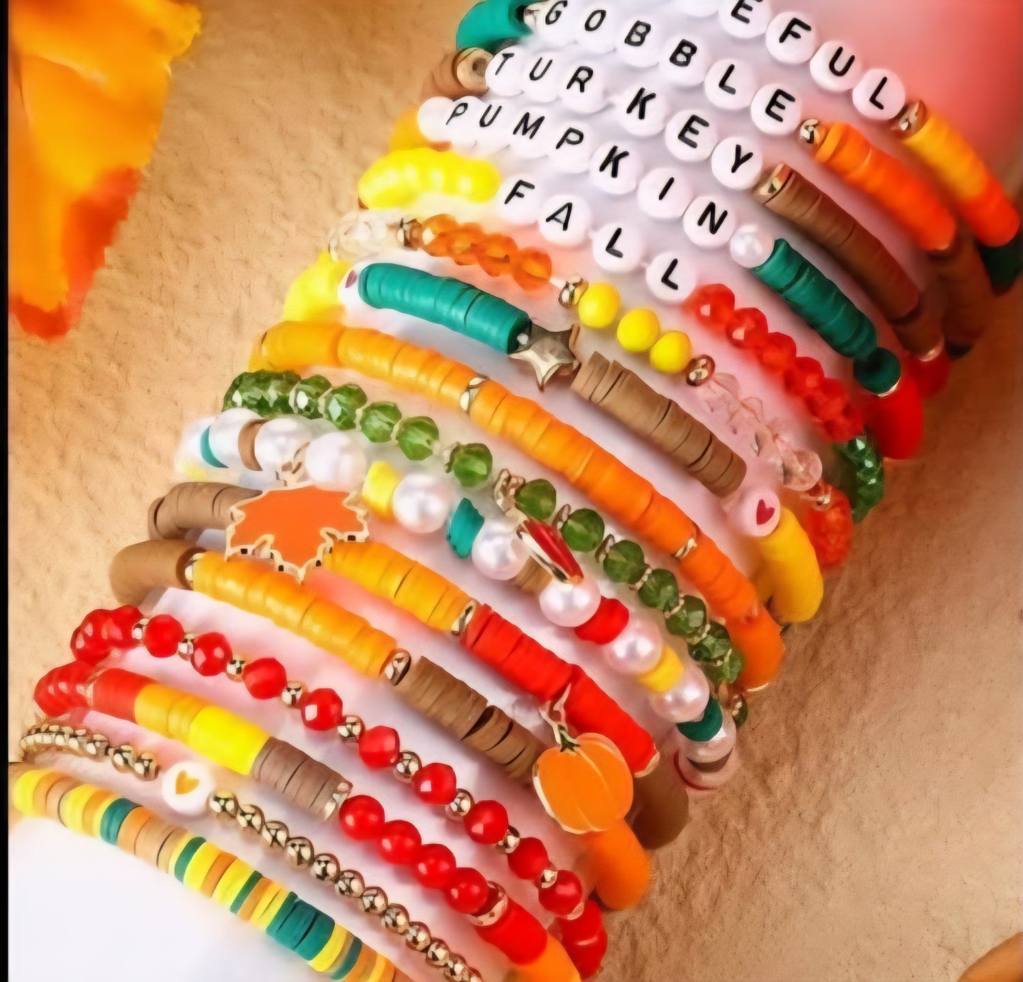 Random Fall polymer Clay Bracelet
