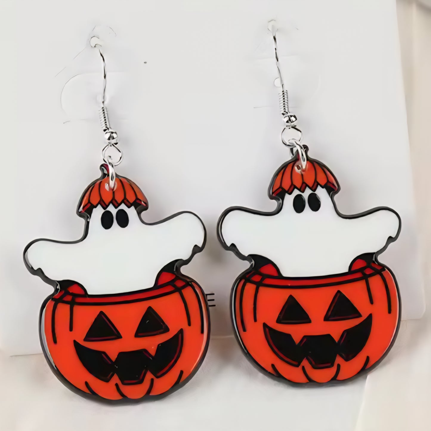 PREORDER Halloween Jack O Lantern Pop Out Ghost Acrylic Dangle Earrings