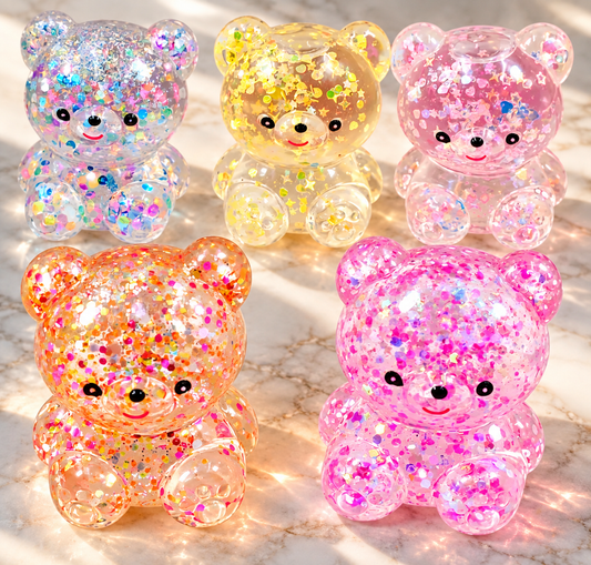 Mystery Bear Glitter Glue Squishy
