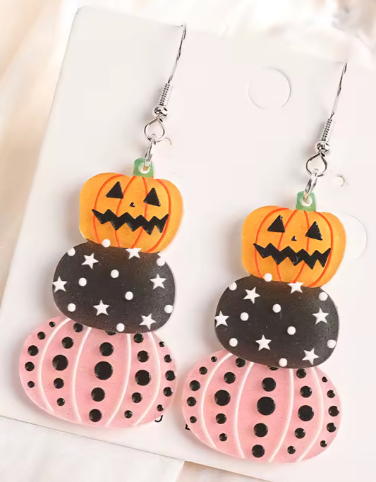 PREORDER Halloween Jack O Lantern Boho Pumpkins Dangle Earrings