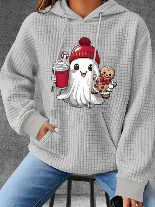 PREORDER Gingerbread & Frappe Ghost Knit Waffle Pullover Hooded Sweater