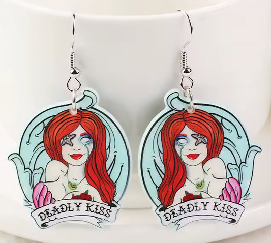 PREORDER Deadly Kiss Mermaid Acrylic Dangle Earrings