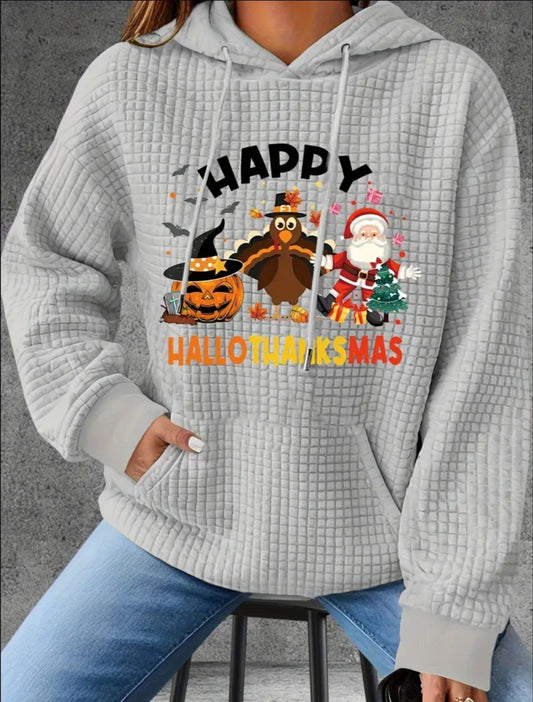 PREORDER Hallothanksmas Knit Waffle Pullover Hooded Sweater
