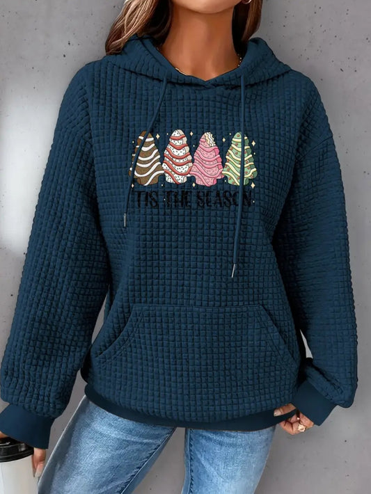 PREORDER Christmas Tree Cake Season Knit Waffle Pullover Hooded Sweater