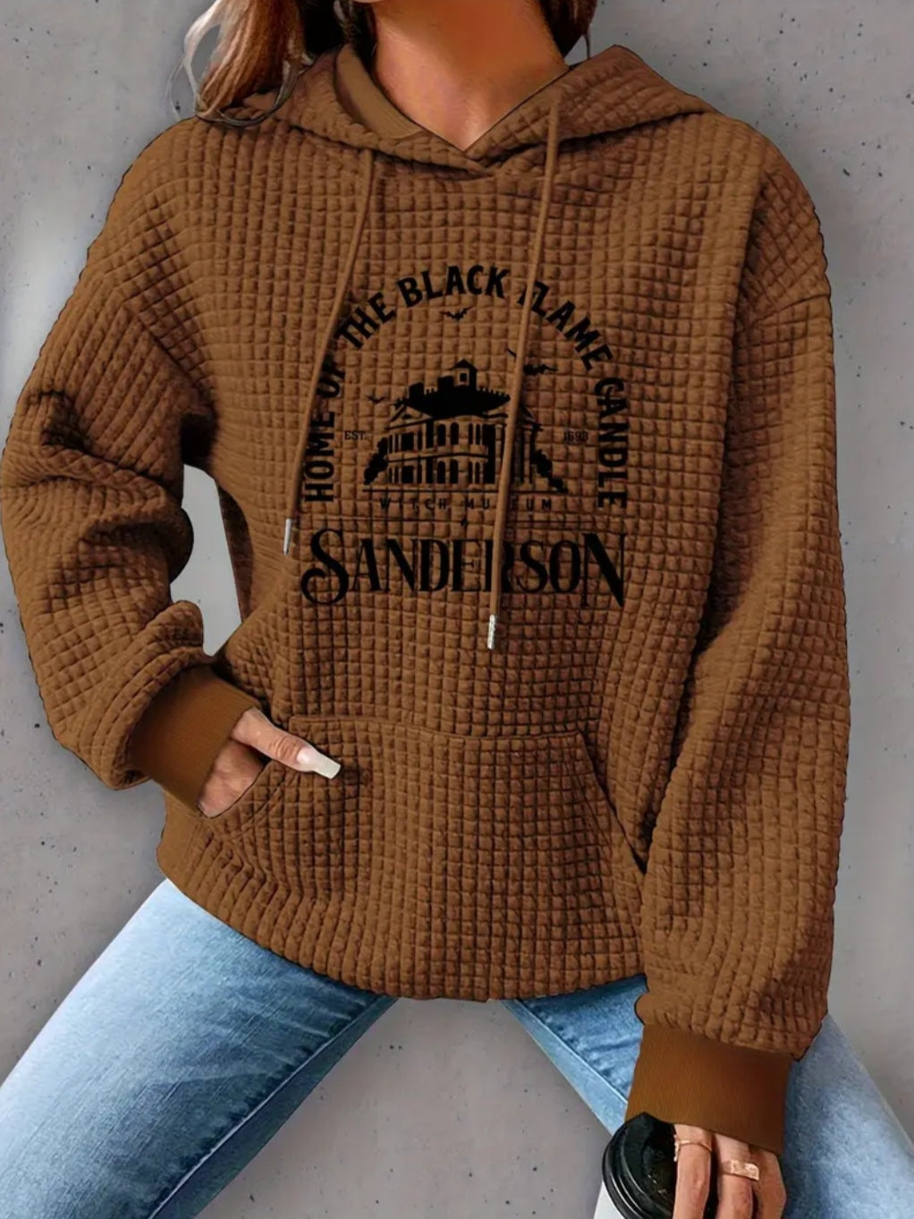 PREORDER Halloween Witch Museum Knit Waffle Pullover Hooded Sweater
