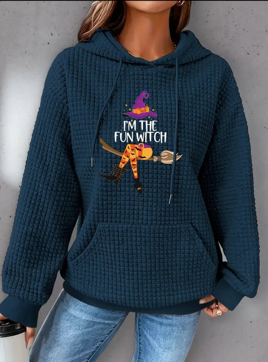 PREORDER Halloween Fun Witch Knit Waffle Pullover Hooded Sweater