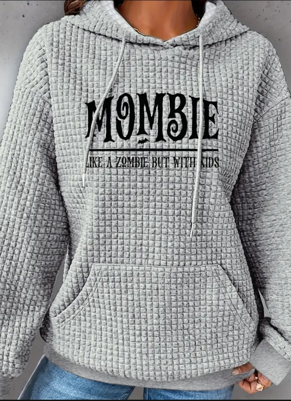PREORDER Halloween Mombie Knit Waffle Pullover Hooded Sweater