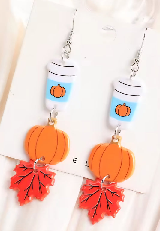 PREORDER Halloween Pumpkin Spice Fall Acrylic Dangle Earrings